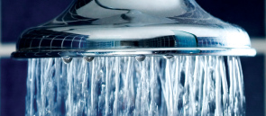 Water running from a shower head